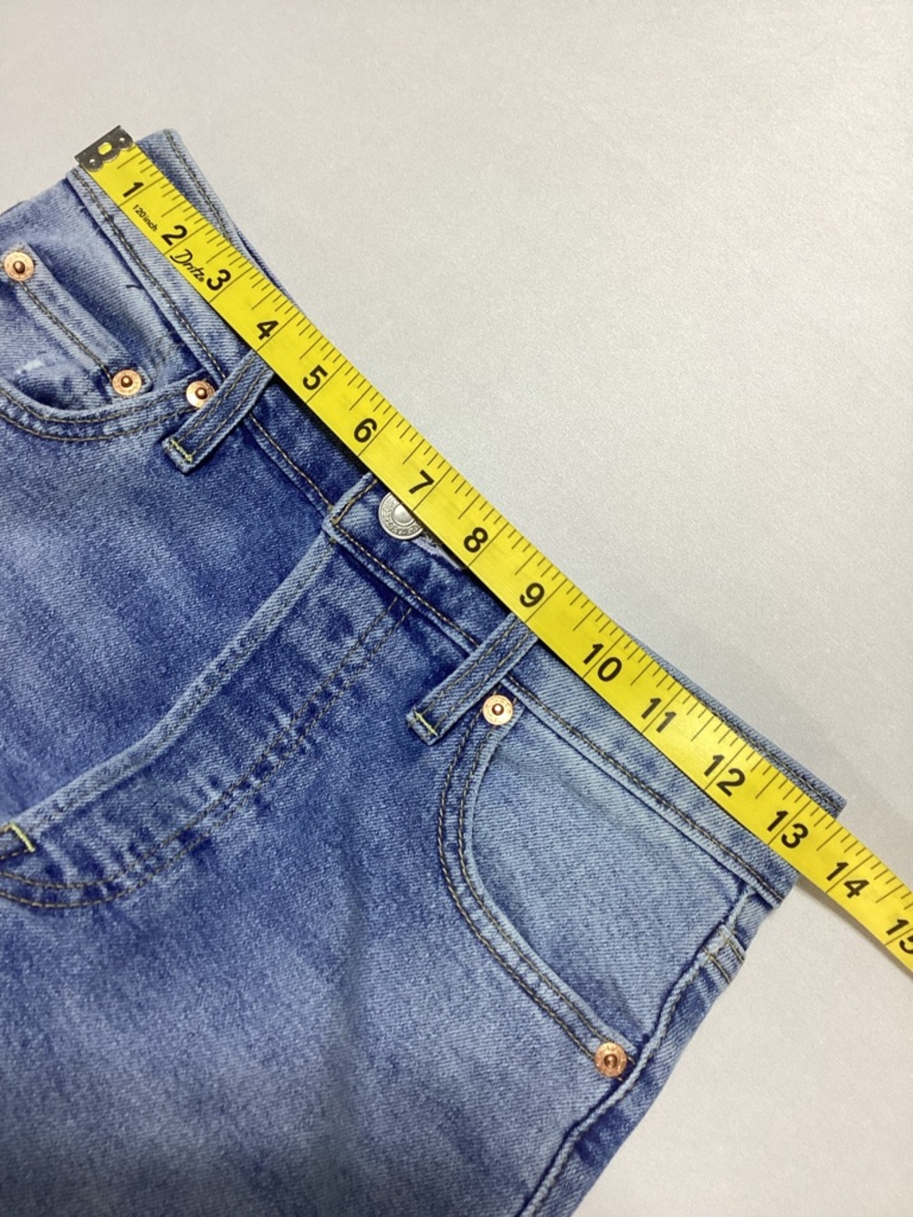 High-Rise Ribcage Straight Ankle Jeans in Light Blue - Picture 9 of 13